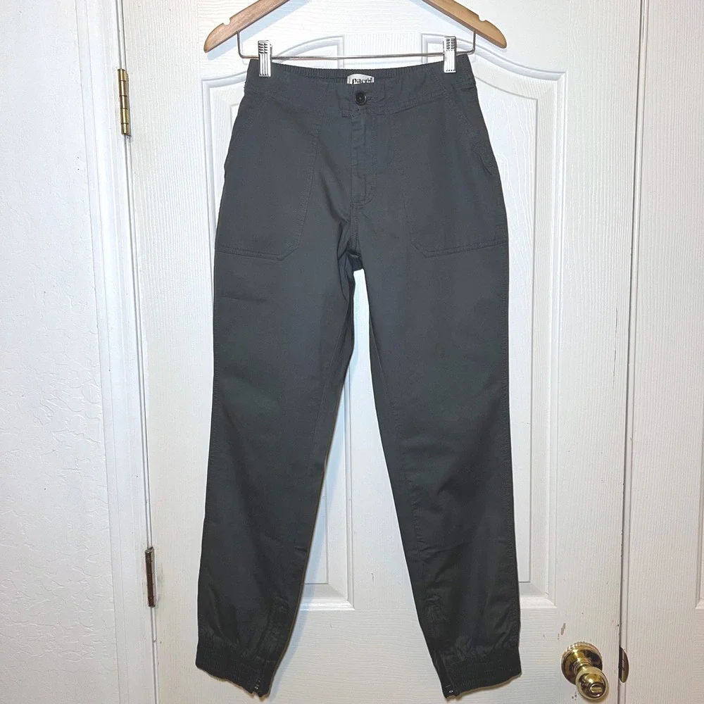 Pact Organic Cotton Twill Ankle Zip Joggers Charcoal Hiking Utility Pants XS